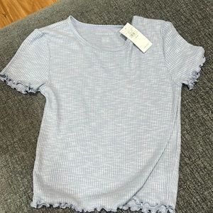 American Eagle blue short sleeve ribbed shirt.